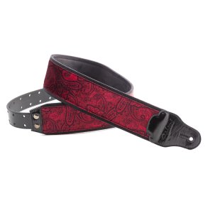 RightOn! Paisley Velvet-70 Red Wide Guitar Strap